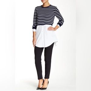 Theory Rymalia Striped Sweater/Button Down Shirt Bottom S66-49